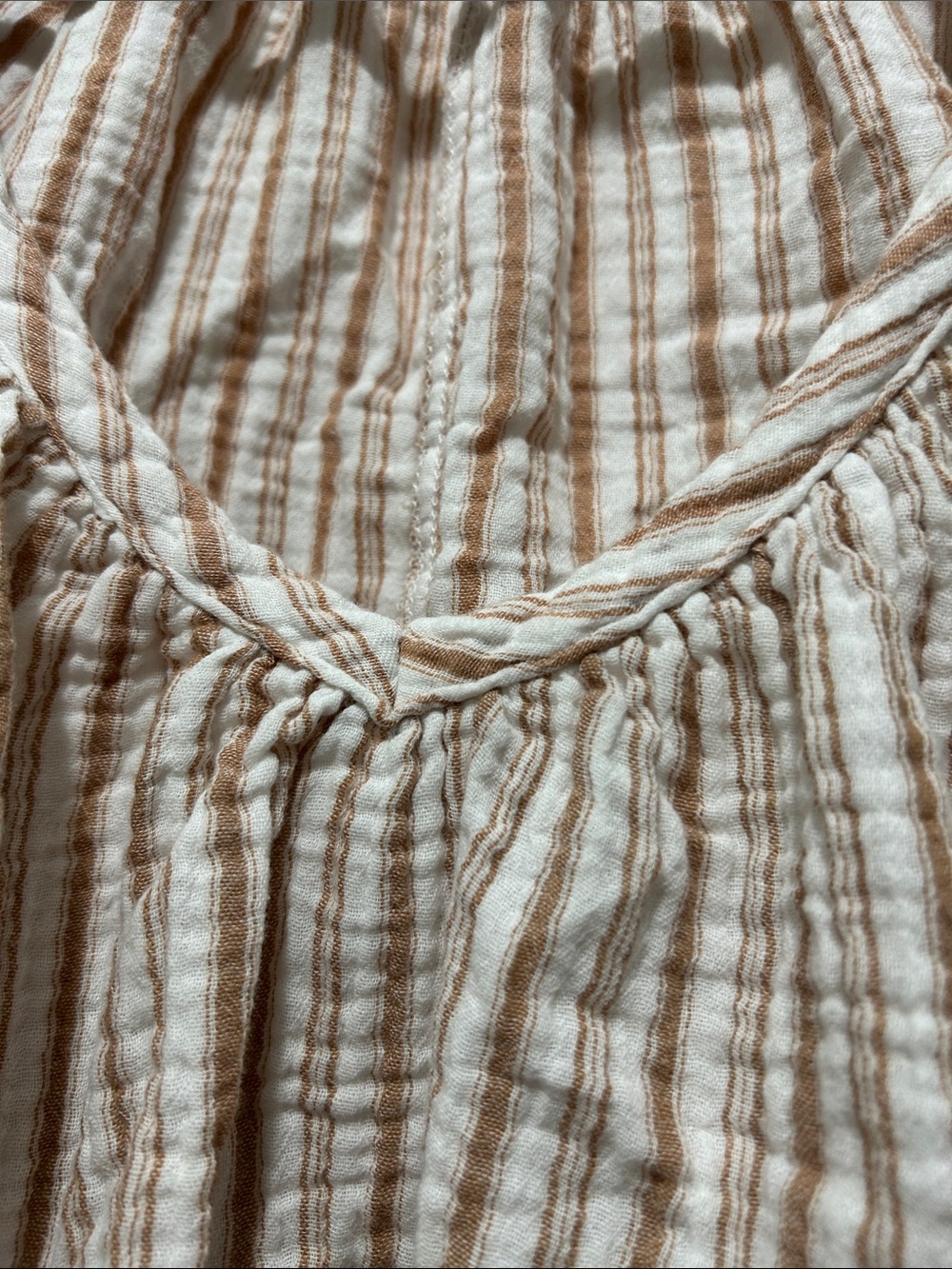 100% Cotton Just Living the Life Striped Boho Cottagecore Peasant Blouse Small - Picture 3 of 6